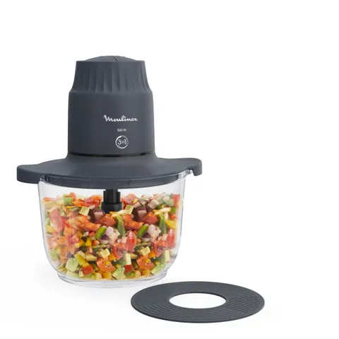Moulinex Choppeo, Tritatutto con Recipiente in Vetro, Capacità Utile di 1 L, Vetro