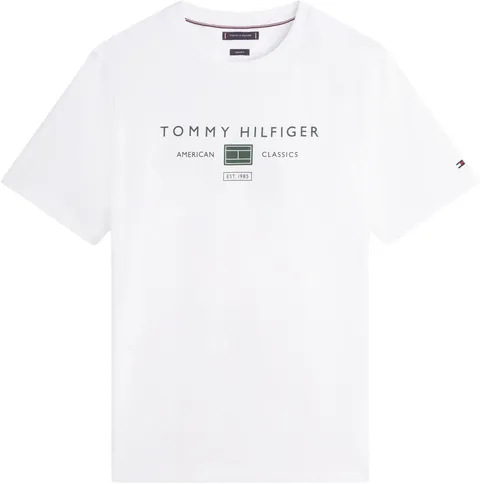 Tommy Hilfiger Uomo T-Shirt Maniche Corte Brand Love Mono Stack in Cotone, Bianco