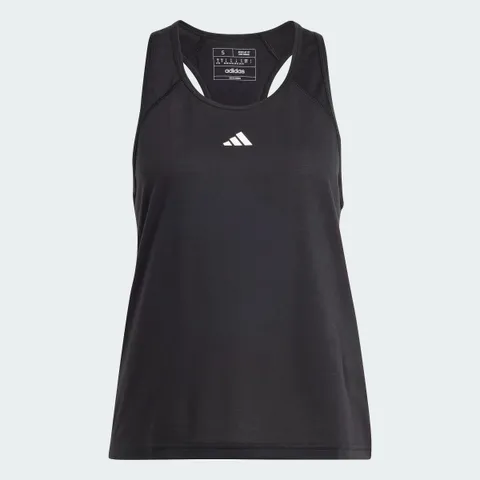 adidas Donna Train Essentials Minimal Branding Racerback Tank Top Shirt, Black, XL