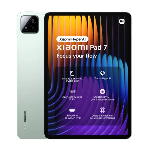 Xiaomi Pad 7, (Tablet) display da 11.2'', 8+128GB, Verde, batteria da 8850mAh, Ricarica
