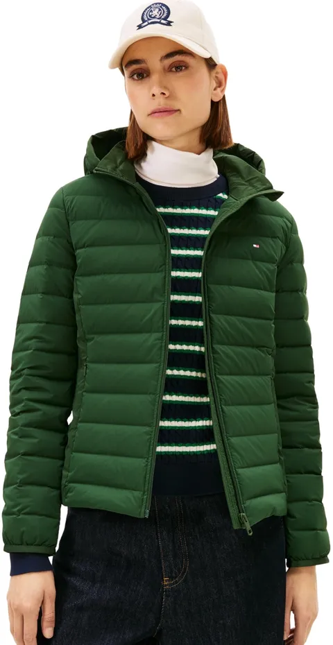 Tommy Hilfiger Piumino da donna in nylon elasticizzato LW WW0WW47753, verde, XL, Verde