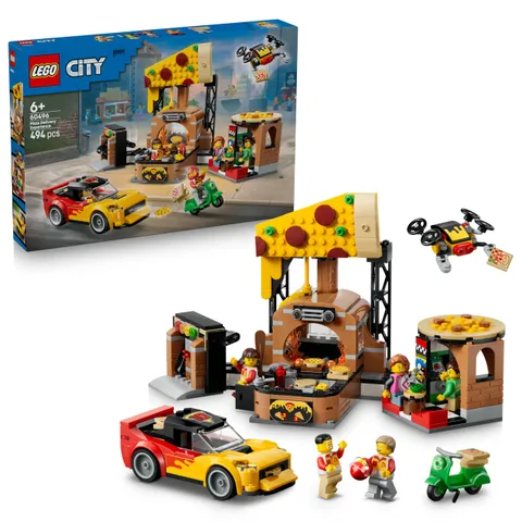 LEGO City Centro di Consegna Pizze con Veicoli - Include Macchina Giocattolo, Scooter