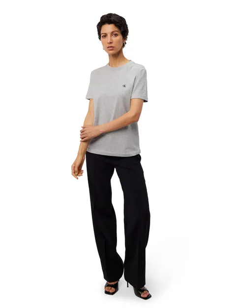 Calvin Klein Donna T-Shirt Maniche Corte Archive Jersey Tee con Scollo Rotondo, Grigio