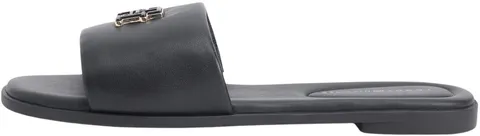 Tommy Hilfiger TH Logo Hardware Leather Mule Fw0fw09292, Sandali Piatti Donna, Black (Black), 36 EU
