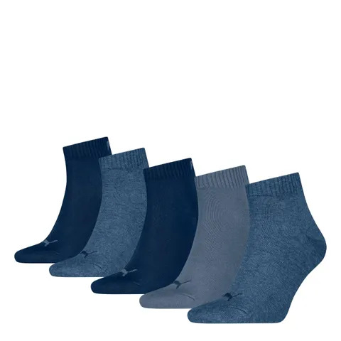 PUMA QUARTER PLAIN 5P, Calzini Unisex - Adulto, Denim Blue - New, 43-46