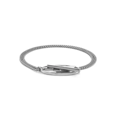 Diesel Bracciale da Uomo in Acciaio Inossidabile con Chiusura a T, Argento chiaro