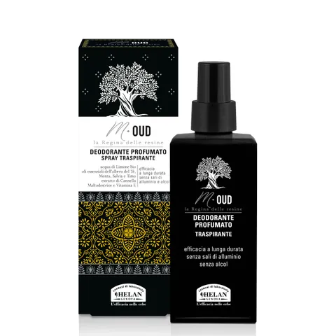 Helan, M Oud - Deodorante Spray Traspirante senza Alcol con Vitamina E, Profumo