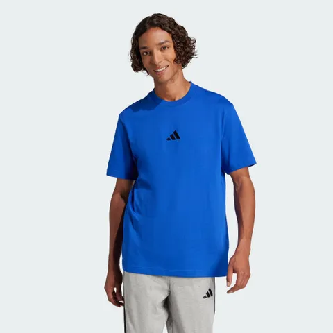 adidas Uomo Essentials Small Logo Single Jersey Shirt, Team Royal Blue/Black, S