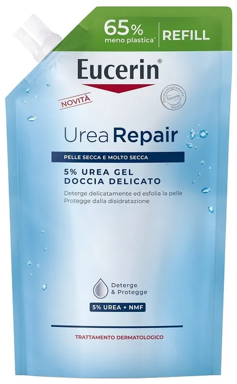 Eucerin Urea Repair Gel Doccia Delicato 5% Refill 400 ml, Ricarica di detergente corpo