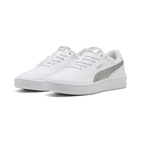 PUMA Sneakers Court Lally Metallic Whisper da Donna 40.5, White Silver Metallic