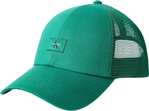 Calvin Klein Uomo Cappellino Monologo Woven Patch Trucker con Mesh, Verde (Enchanted