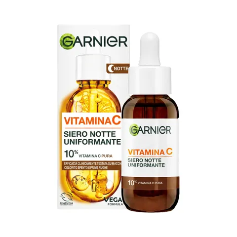Garnier Siero Notte Vitamina C Uniformante, Per Pelli Spente, Effetto Rigenerante, Pelle