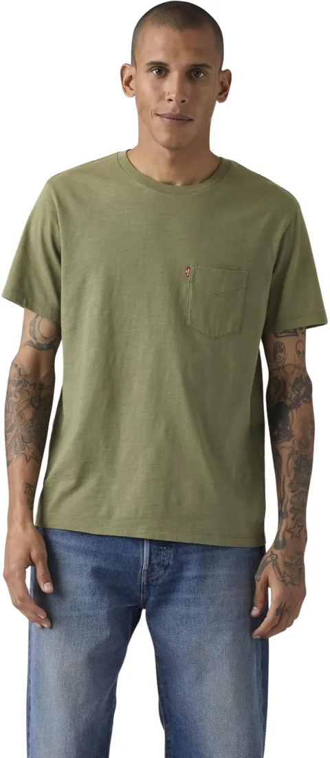 Levi's Maglietta da Uomo a Maniche Corte Classic Pocket Tee, Moss Olive 0908736 - Slub, M
