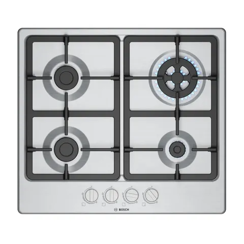 Bosch PGH6B5K90 Serie 4 Piano Cottura a Gas, Bruciatore Wok: Potenza Fino a 3.3 Kw