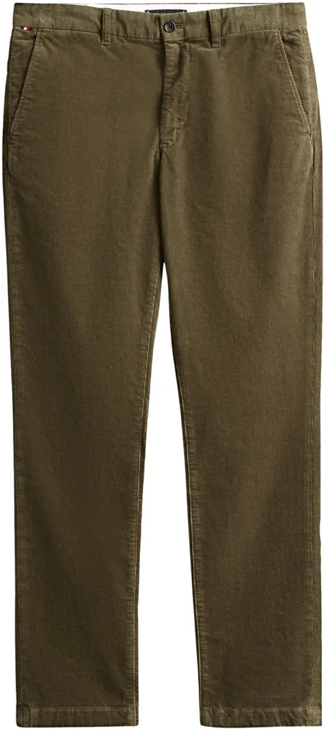Tommy Hilfiger Uomo Pantaloni Chino Denton Corduroy Straight Fit, Verde (Battle Green)