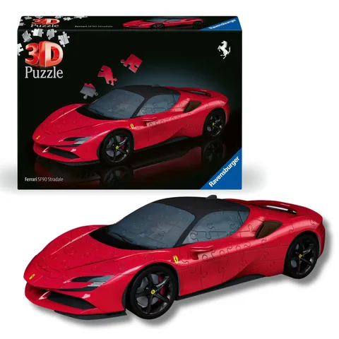 Ravensburger - Puzzle 3D Ferrari SF90 Stradale 161 pezzi, Modellismo da costruire adulti