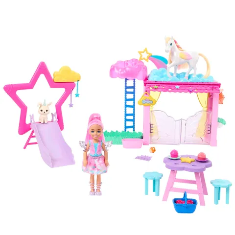 Barbie Un Tocco di Magia - Playset con bambola Chelsea e la piccola cavalla alata Pegaso