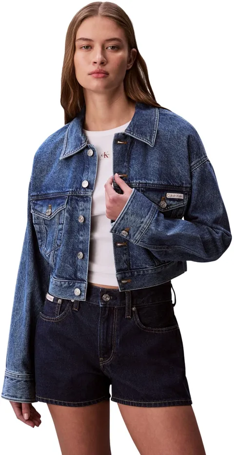 Calvin Klein Giacche da donna in denim blu Trucker Blue Carol LV047F681G, BLU, S