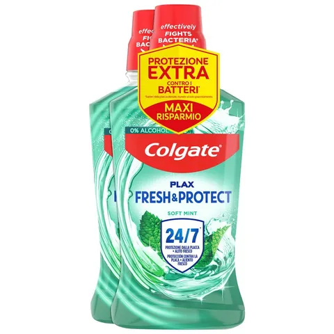 Colgate Collutorio Plax Soft Mint Green 2 Confezioni da 500 ml I Con Ingrediente