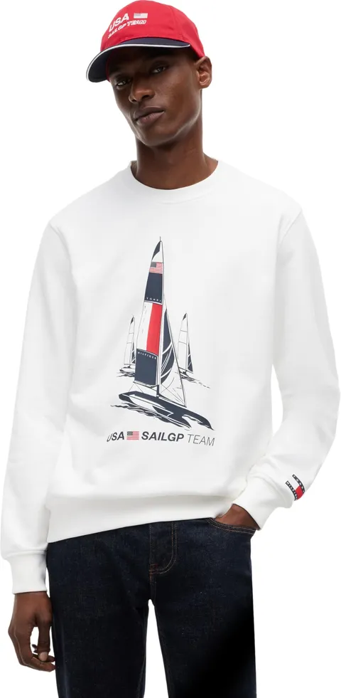 Tommy Hilfiger Uomo Felpa US SailGP Graphic in Cotone, Bianco (White), XS