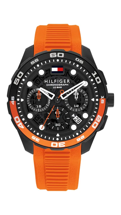 Tommy Hilfiger Orologio Cronografo al Quarzo con Calendario da Uomo con Cinturino in