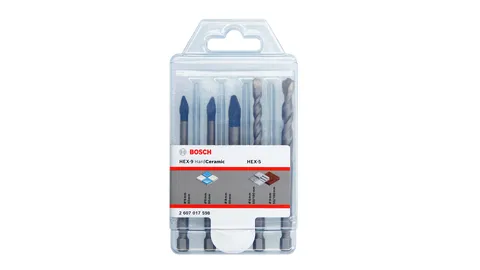 Bosch Professional Hex-9 Hardceramic + Set di 5 Punte da Trapano Hex-5 (Piastrelle Dure
