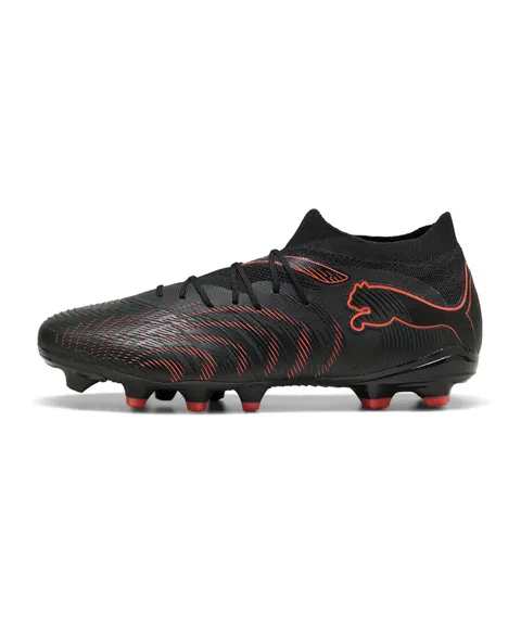 PUMA Scarpa da Calcio Unisex Future 9 Match FG/AG, Nero-Rosso incandescente, Grigio