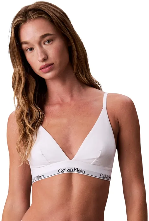 Calvin Klein Donna Reggiseno a Triangolo Unlined con Fascia con Logo, Bianco (White), M