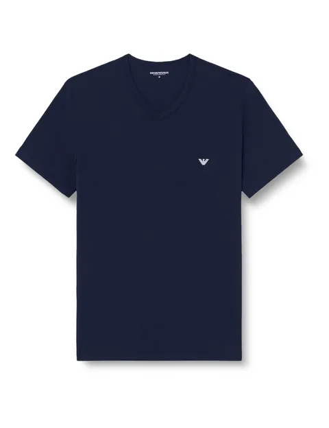 Emporio Armani Core Logoband Uomo 2-Pack V Collo T-Shirt Blu S Regolare, Blu Armani/Blu