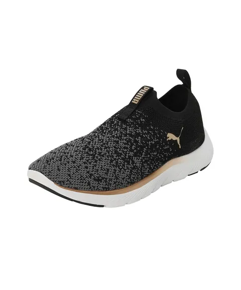 PUMA Women Softride Remi Slip-on Knit Wn's Scarpe da corsa su strada, Black Gold Cool