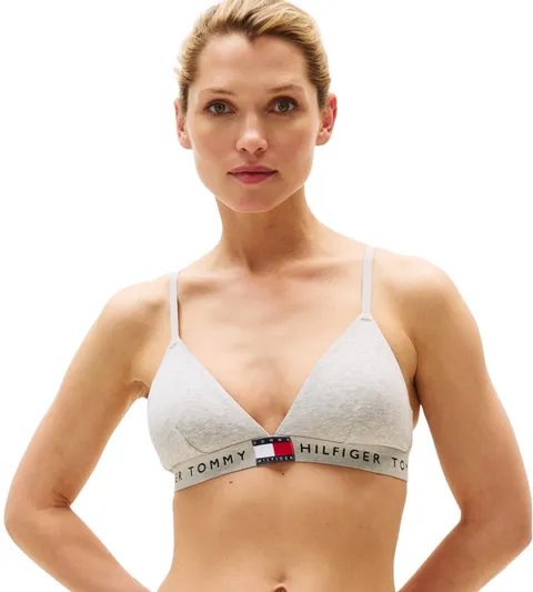Tommy Hilfiger Donna Reggiseno a Triangolo con Fascia con Logo, Grigio (Light Grey