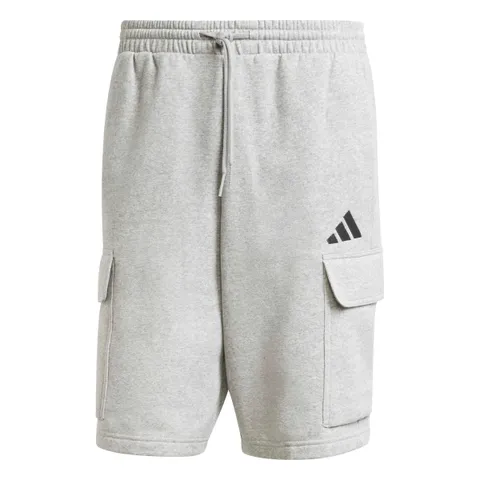 adidas Uomo Essentials Feelcozy Fleece Cargo Short Shorts, Medium Grey Heather/Black, M