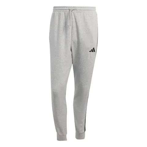 adidas Uomo Essential Three Stripes French Terry Pants, Medium Grey Heather/Black, XL