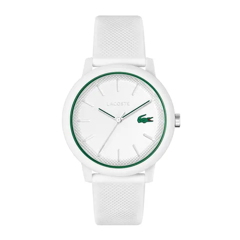 Lacoste Orologio Analogico al Quarzo da Uomo Collezione LACOSTE.12.12 con Cinturino in Silicone Bianco - 2011169