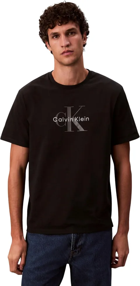 Calvin Klein Uomo T-Shirt Maniche Corte Monologo Tee in Cotone, Nero (Black), XXL