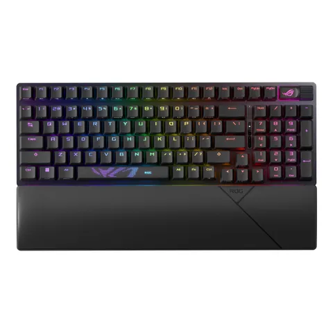 ASUS ROG Strix Scope II 96 Wireless - Tastiera meccanica da gioco - tri-modalità, comandi multifunzionali, switch e stabilizzatori ROG NX Snow e Hot-swap, 3 angoli di inclinazione e poggiapolsi,