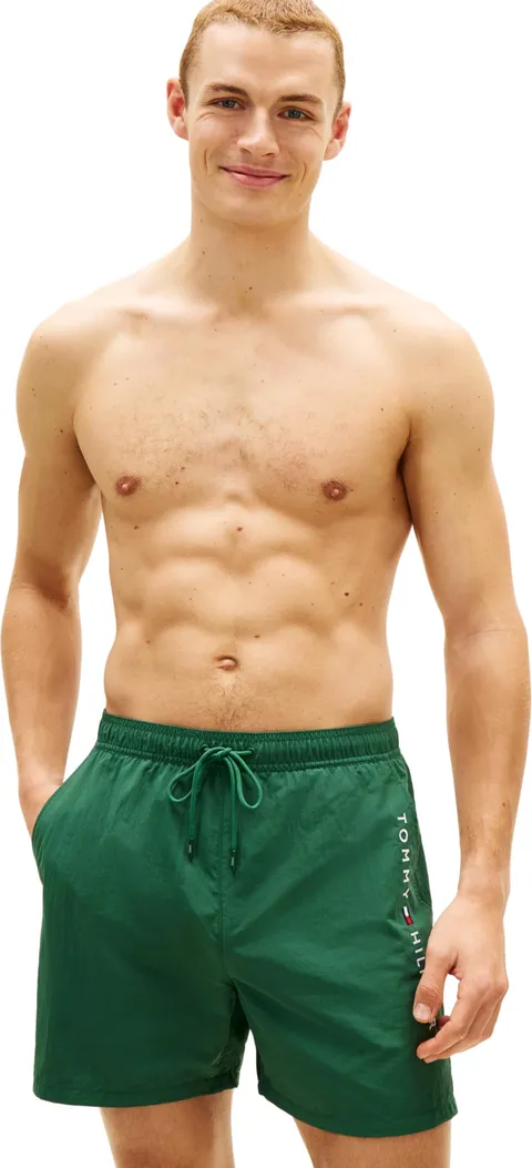 Tommy Hilfiger Uomo Pantaloncino da Bagno Medium Drawstring con Tasca con Zip, Verde (Street Green), XL