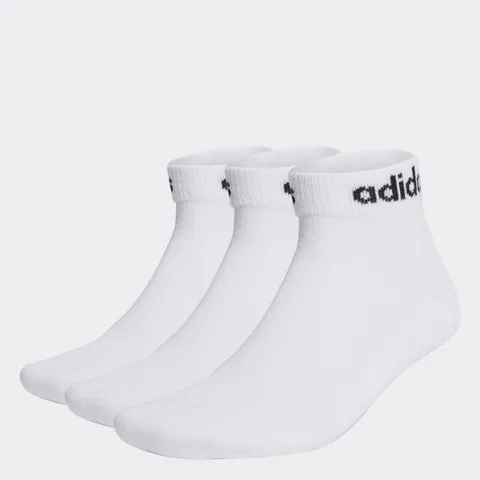 adidas Unisex - Adulto Linear Ankle Cushioned Socks 3 Pairs, White/Black, 40-42