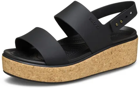 Crocs Brooklyn Cork Low Wedge, Sandali Donna, Nero, 39/40 EU