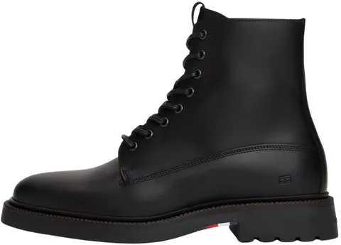 Tommy Hilfiger Uomo Stivali Mezza Gamba Comfort in Pelle, Nero (Black), 42