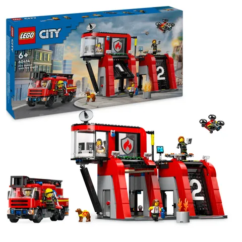 LEGO City Caserma dei Pompieri e Autopompa, Stazione con Camion Giocattolo d'Emergenza, 6