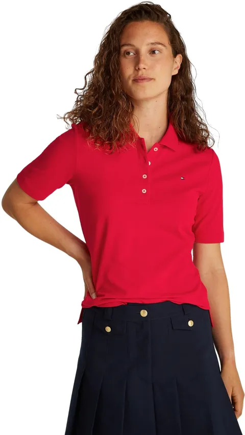 Tommy Hilfiger Maglietta Polo Maniche Corte Donna Regular Fit, Rosso (Primary Red), XS