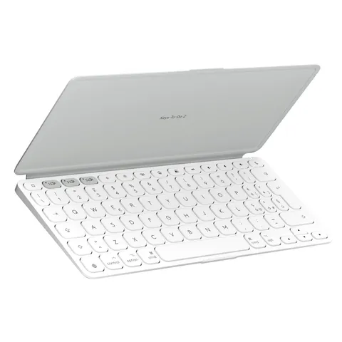 Logitech Keys-To-Go 2, tastiera Bluetooth portatile per tablet con coperchio integrato, wireless sottile e compatta per Windows, Android, Linux, iPad, iPhone, Mac, Apple TV, QWERTY ITA, Grigio chiaro