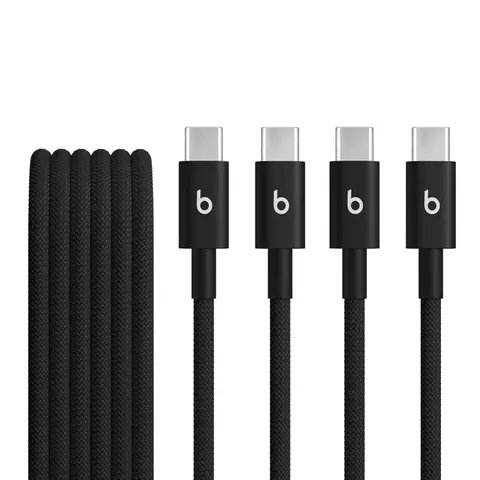 Beats da USB-C a USB-C Confezione da due cavi in tessuto intrecciato, ricarica rapida, resistente e antigroviglio, caricatore compatibile per dispositivi Apple e Android (1,5 m) - Nero nucleare