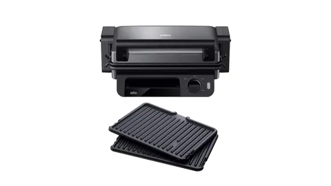 Braun MultiGrill CG5010IGY Bistecchiera Elettrica, Griglia a contatto con manopola
