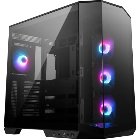MSI MAG PANO 100R PZ Case PC ATX, staffa per installazione verticale della GPU, supporto GPU, filtri antipolvere, staffa storage oscillante, design a doppia camera e porta USB Type-C 20 Gbps