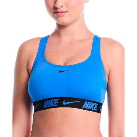 Nike Swim Logo Tape Racerback Bikini Top Blue Crystal