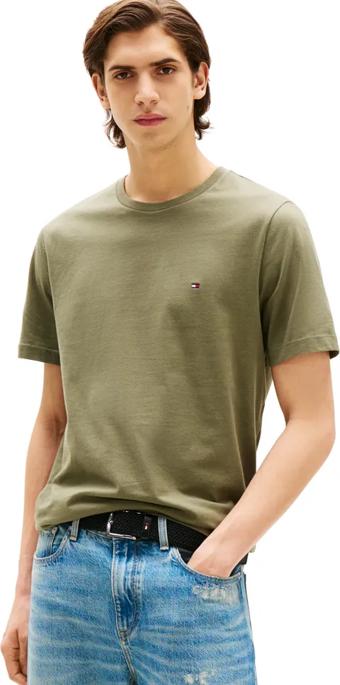 Tommy Hilfiger Ess Seasonal Reg Fit Solid Tee Mw0Mw39995, Maglietta a Maniche Corte, Uomo, Verde (Battle Green), S