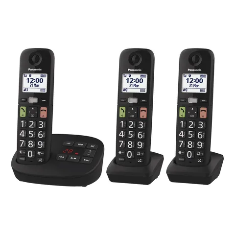 Panasonic KX-TGU133EXB Telefono Cordless Digitale con Segreteria Telefonica, Unità Base e