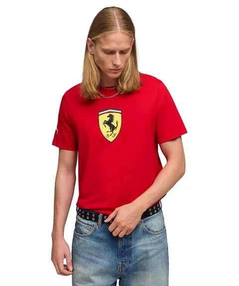 PUMA T-Shirt Scuderia Ferrari Coloured Shield da Uomo XL, Rosso Corsa Red